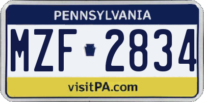 PA license plate MZF2834