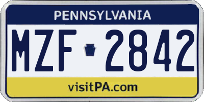PA license plate MZF2842