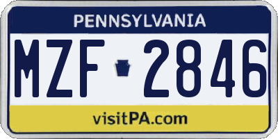 PA license plate MZF2846