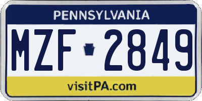 PA license plate MZF2849
