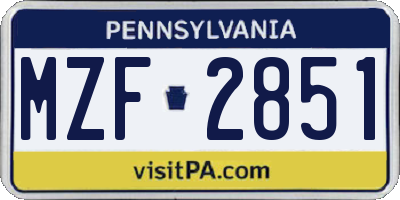 PA license plate MZF2851