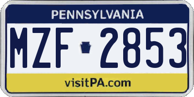 PA license plate MZF2853