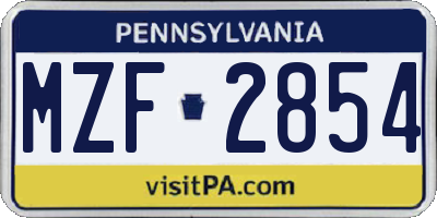 PA license plate MZF2854