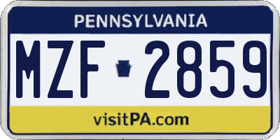PA license plate MZF2859
