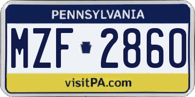 PA license plate MZF2860