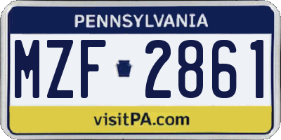 PA license plate MZF2861