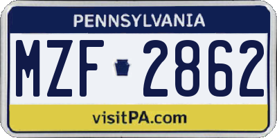 PA license plate MZF2862