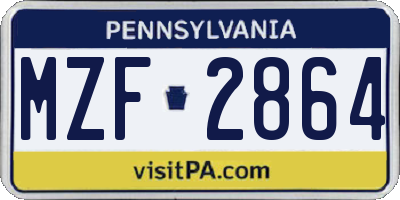 PA license plate MZF2864