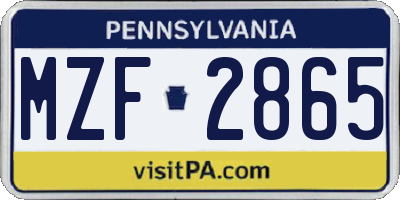 PA license plate MZF2865