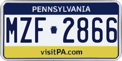 PA license plate MZF2866