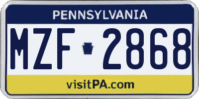 PA license plate MZF2868