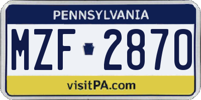 PA license plate MZF2870