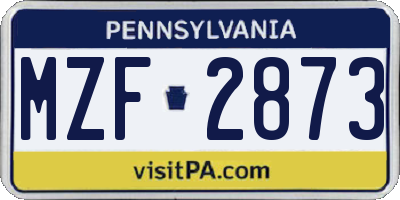 PA license plate MZF2873
