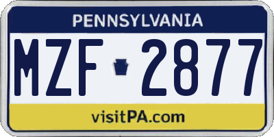 PA license plate MZF2877