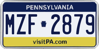 PA license plate MZF2879