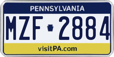 PA license plate MZF2884