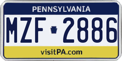 PA license plate MZF2886