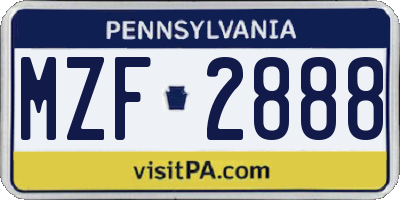PA license plate MZF2888