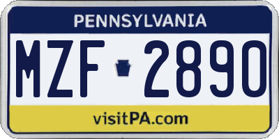 PA license plate MZF2890