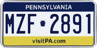 PA license plate MZF2891