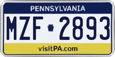 PA license plate MZF2893