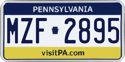 PA license plate MZF2895