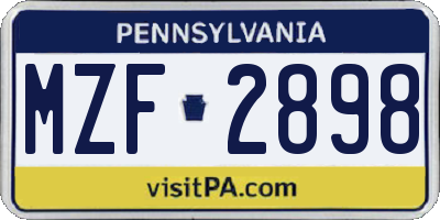 PA license plate MZF2898