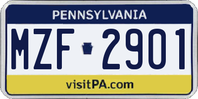 PA license plate MZF2901