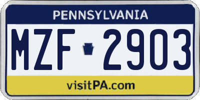 PA license plate MZF2903