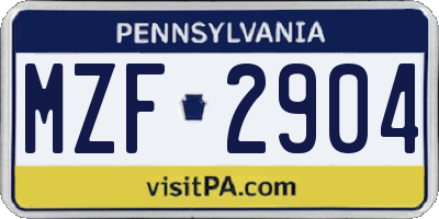 PA license plate MZF2904