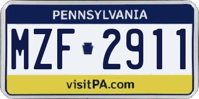 PA license plate MZF2911