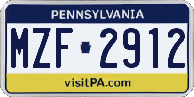 PA license plate MZF2912