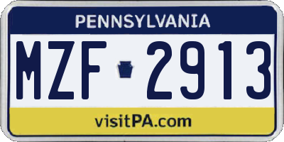 PA license plate MZF2913