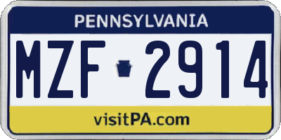 PA license plate MZF2914