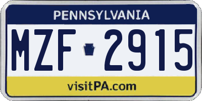 PA license plate MZF2915