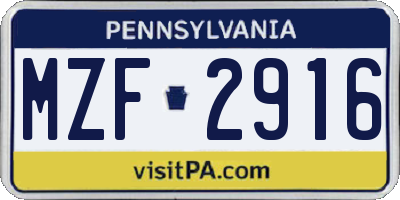 PA license plate MZF2916