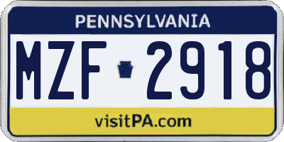 PA license plate MZF2918