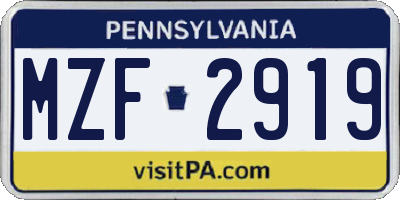 PA license plate MZF2919