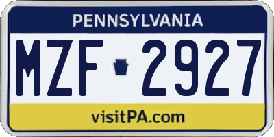 PA license plate MZF2927