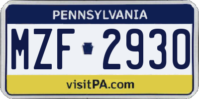 PA license plate MZF2930