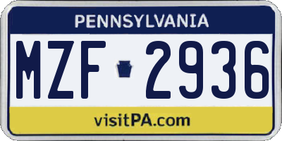 PA license plate MZF2936