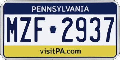 PA license plate MZF2937