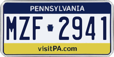 PA license plate MZF2941