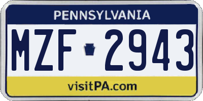 PA license plate MZF2943