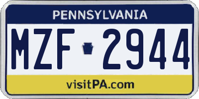 PA license plate MZF2944