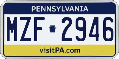 PA license plate MZF2946