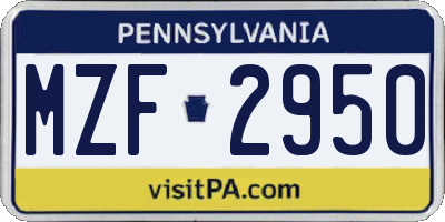 PA license plate MZF2950