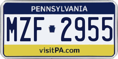PA license plate MZF2955