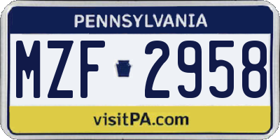PA license plate MZF2958