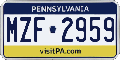 PA license plate MZF2959